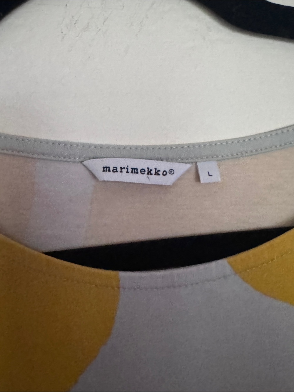 Marimekko Kivet Dot Print Mustard Yellow Long Sleeve Shift Dress L - Picture 3 of 9
